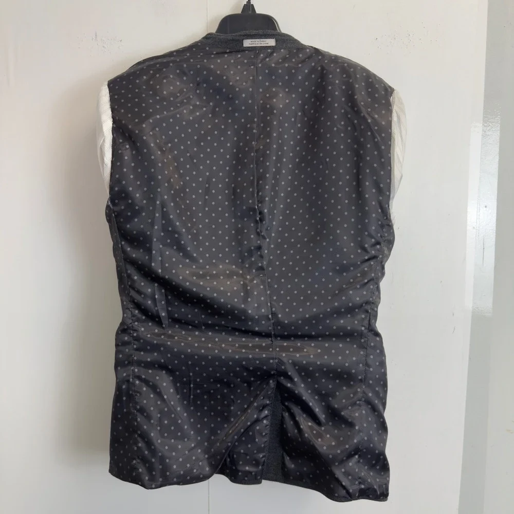Express Photographer Fitted Blazer Mens 36S Gray Knit Cotton Blend Two Button
